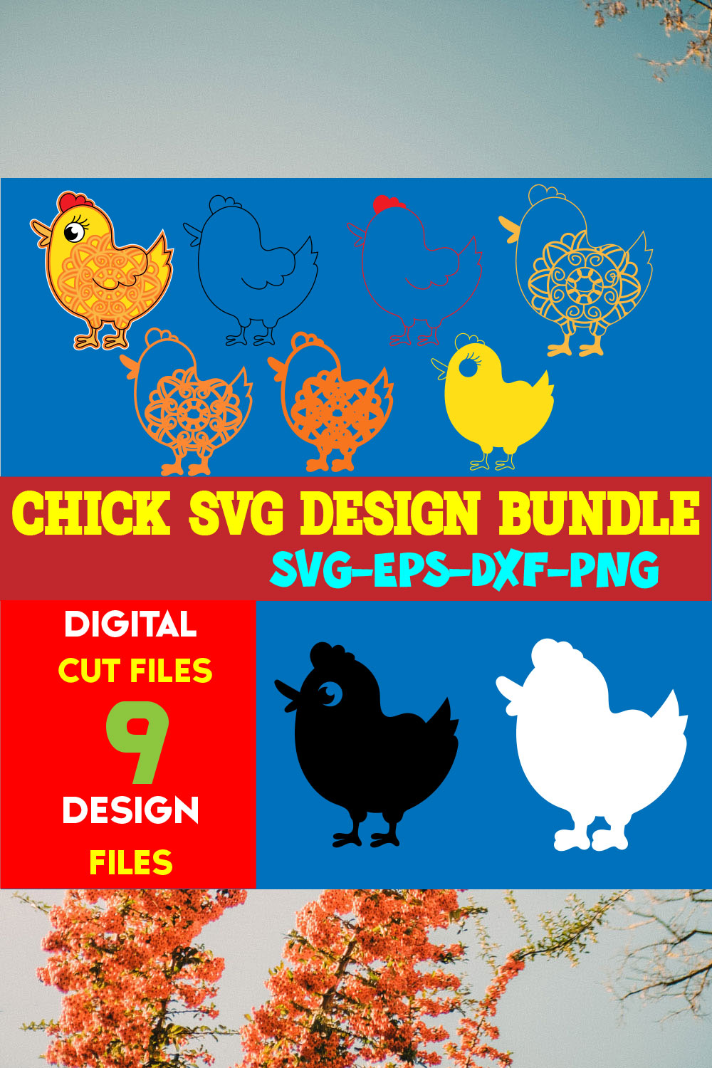 Chick SVG Design Bundle pinterest preview image.