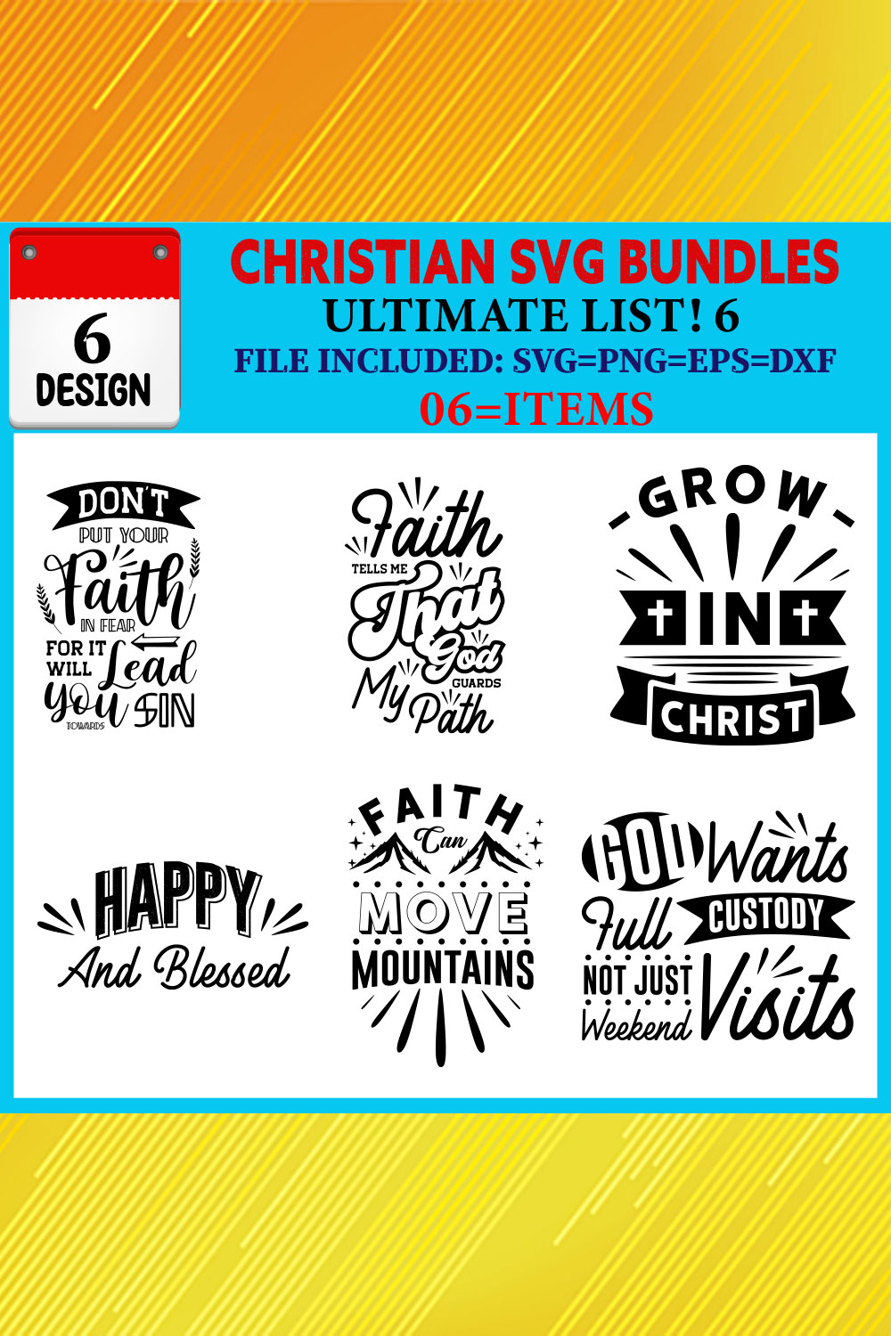Christian T-shirt Design Bundle Vol-01 pinterest preview image.