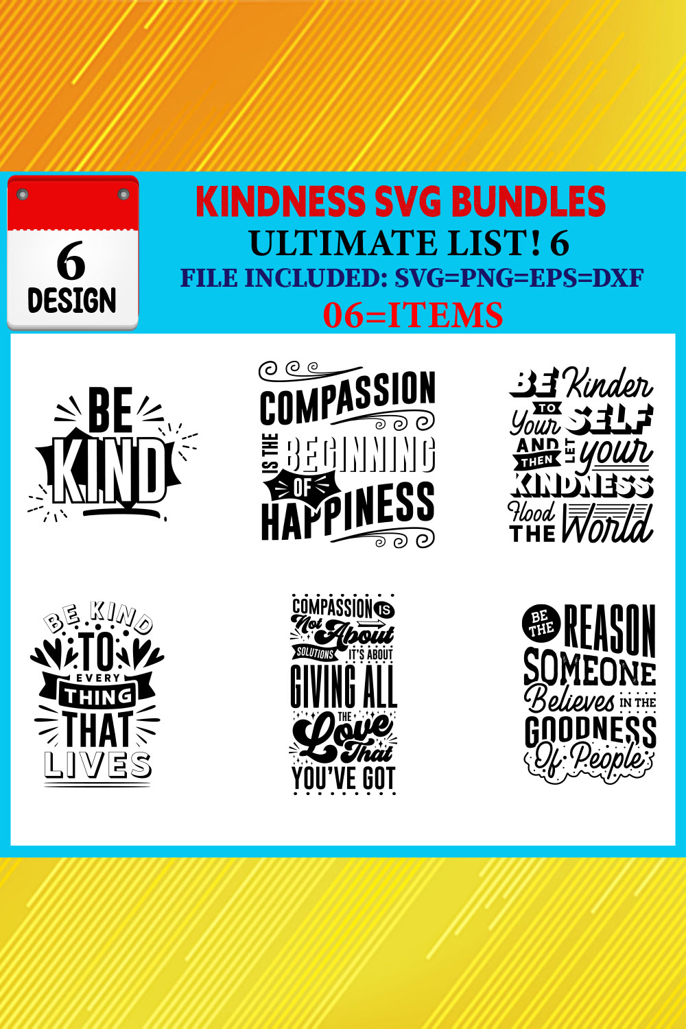 Kindness T-shirt Design Bundle Vol-01 pinterest preview image.