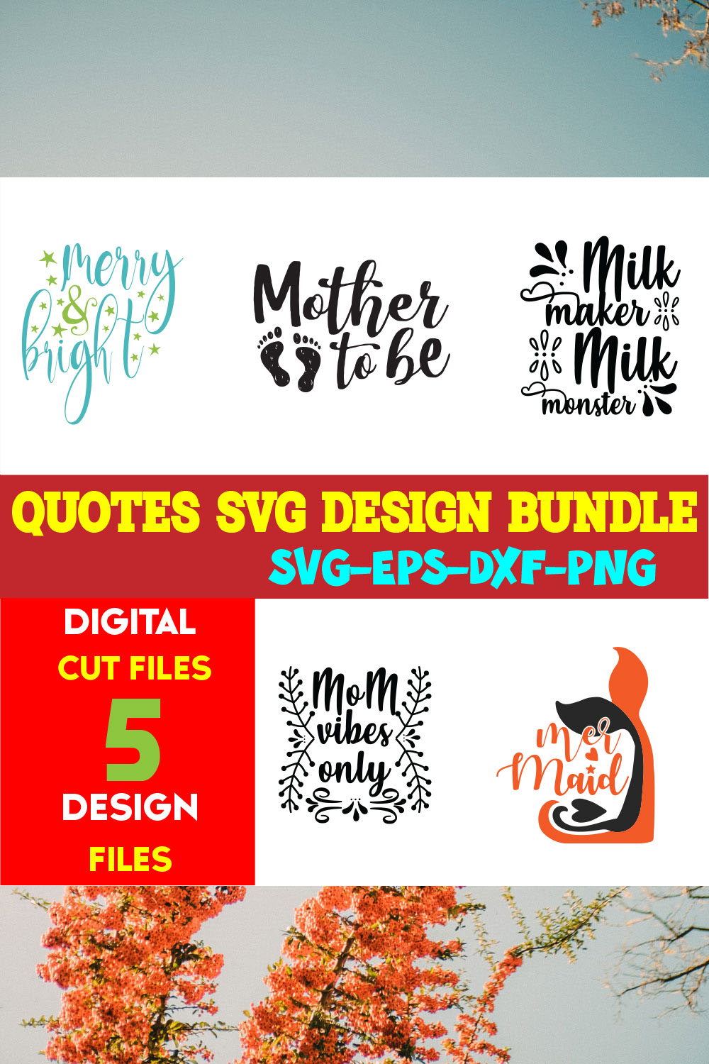 Quotes T-shirt Design Bundle Vol-10 pinterest preview image.