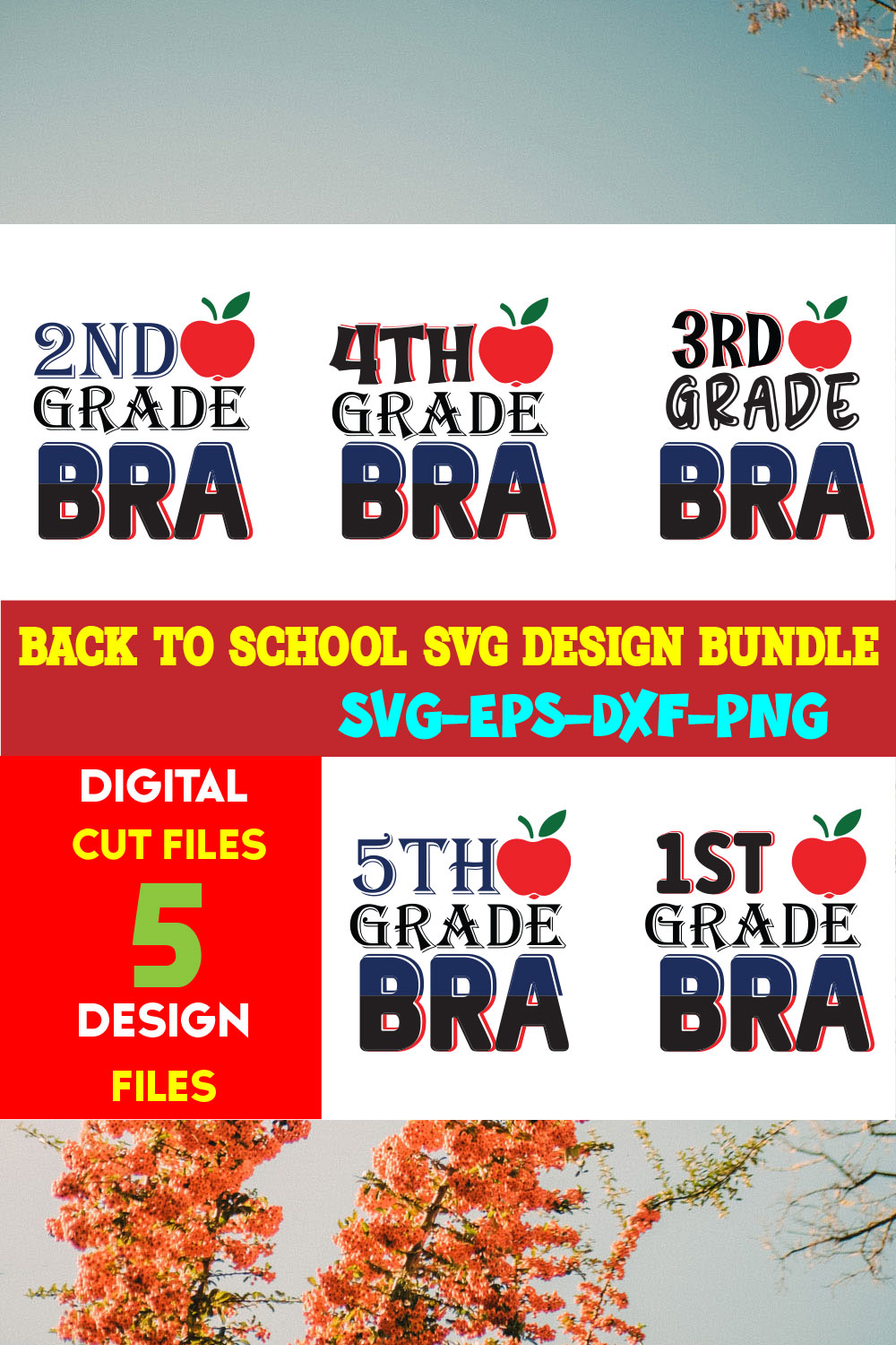 Back To School T-shirt Design Bundle Volume-17 pinterest preview image.