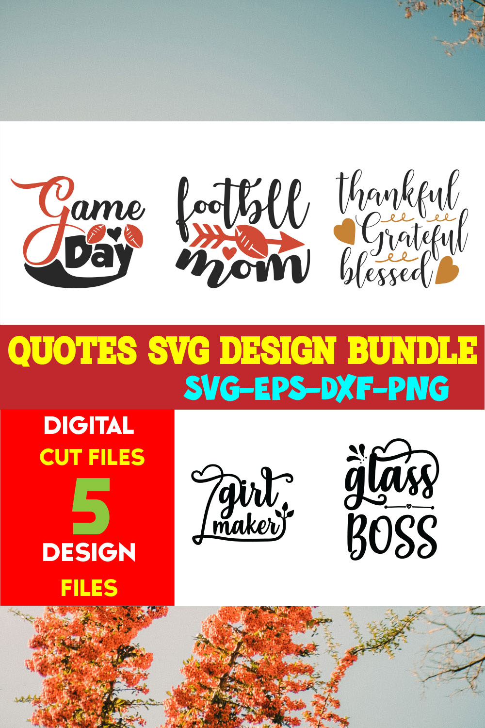 Quotes T-shirt Design Bundle Vol-07 pinterest preview image.