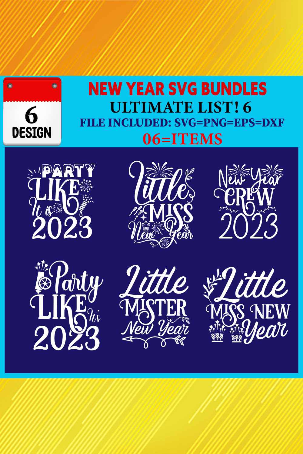 New Year T-shirt Design Bundle Vol-12 pinterest preview image.