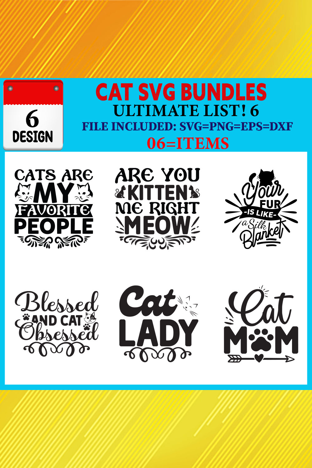 Cat T-shirt Design Bundle Vol-05 pinterest preview image.