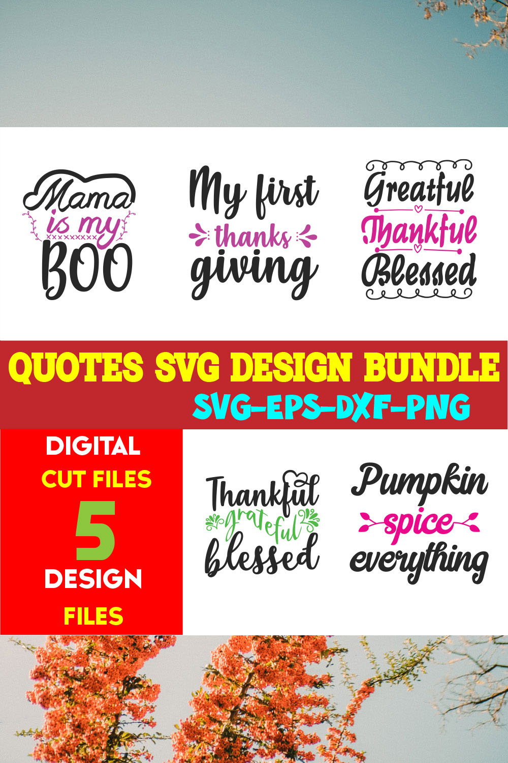 Quotes T-shirt Design Bundle Vol-15 pinterest preview image.