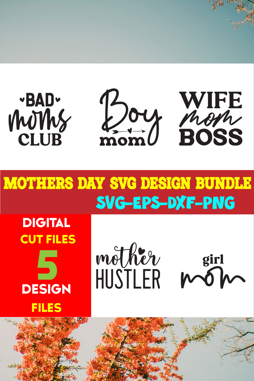 Mothers Day T-shirt Design Bundle Volume-16 pinterest preview image.