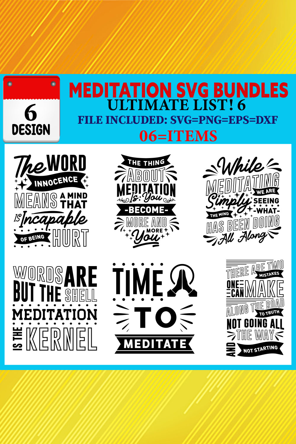 Meditation T-shirt Design Bundle Vol-04 pinterest preview image.