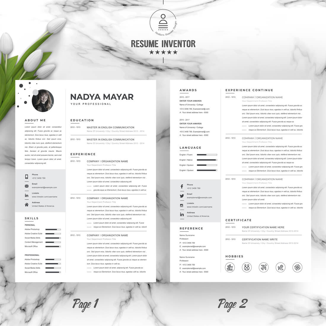 Clean and Elegant Resume Template for Creative Professionals in Design, Advertising, and Media Industries" preview image.