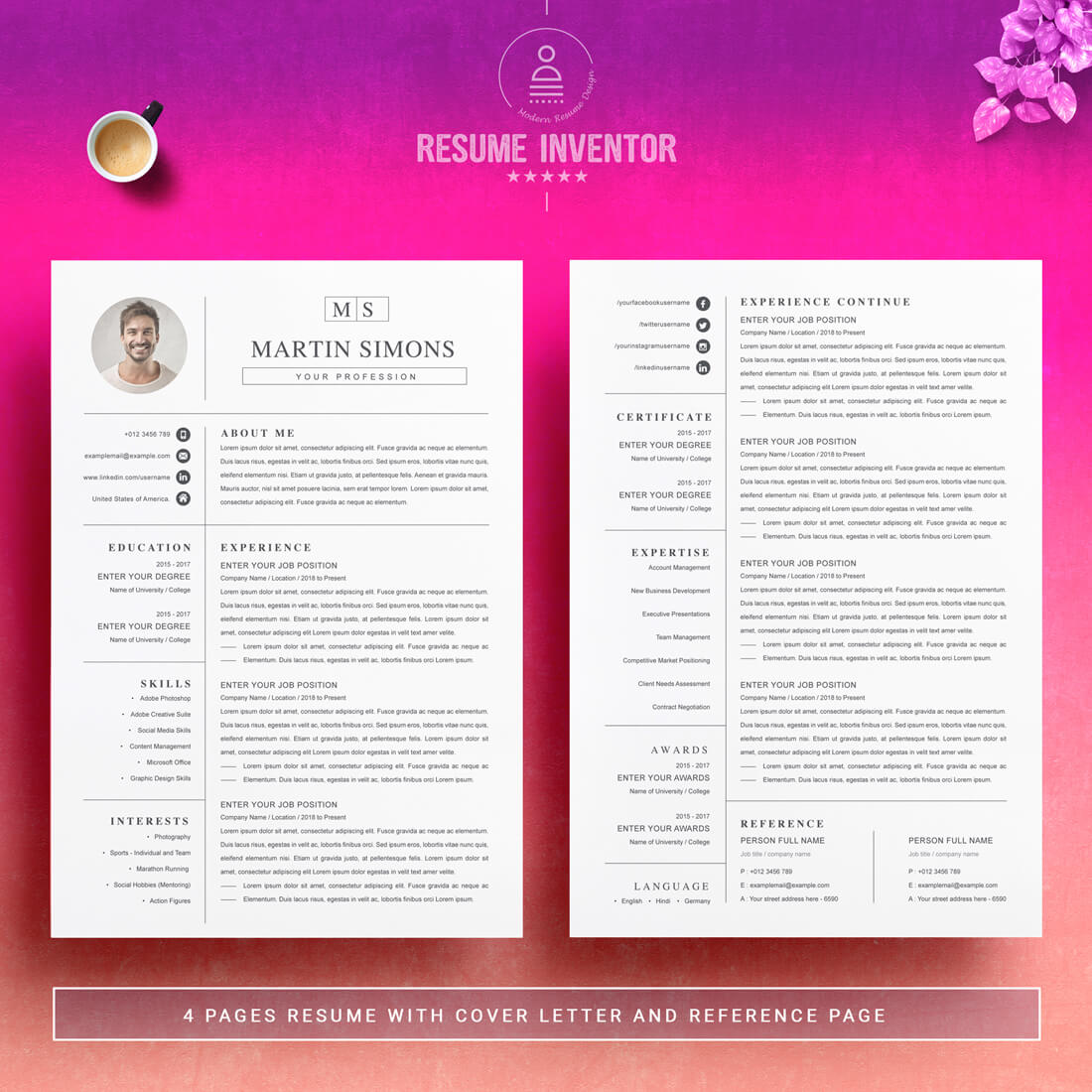 Clean Resume Template | Job CV Design | ATS Resume Word Format preview image.