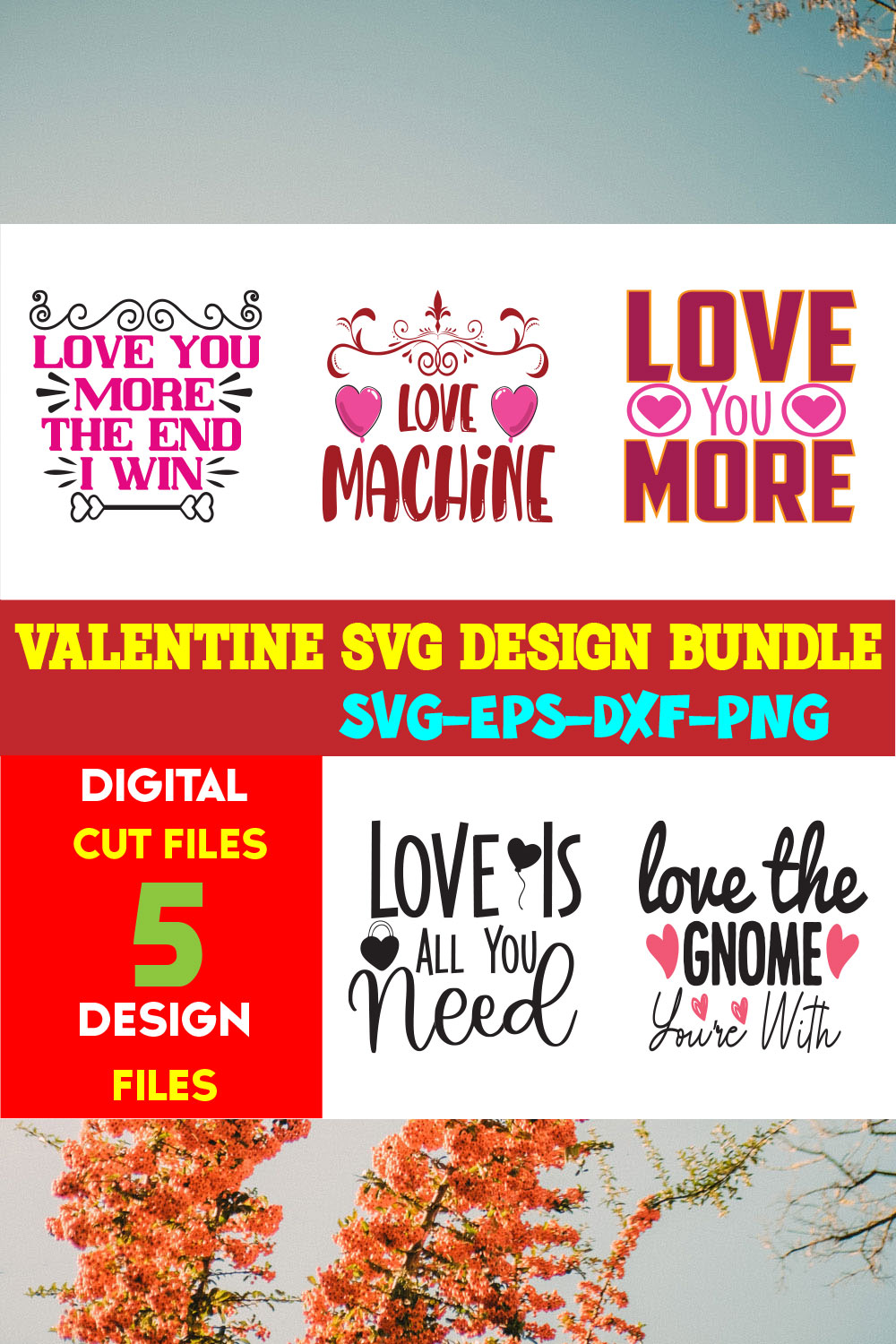 Valentine T-shirt Design Bundle Vol-13 pinterest preview image.