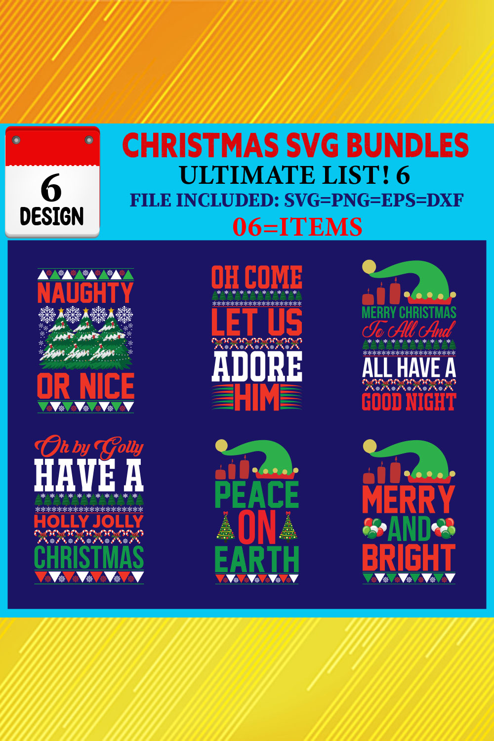 Christmas T-shirt Design Bundle Vol-48 pinterest preview image.