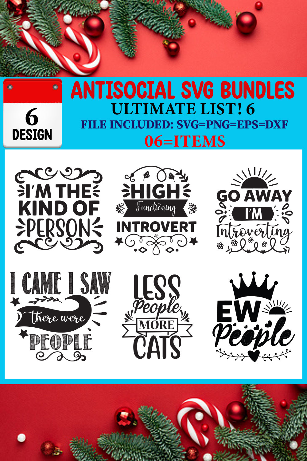 Antisocial SVG T-shirt Design Bundle pinterest preview image.