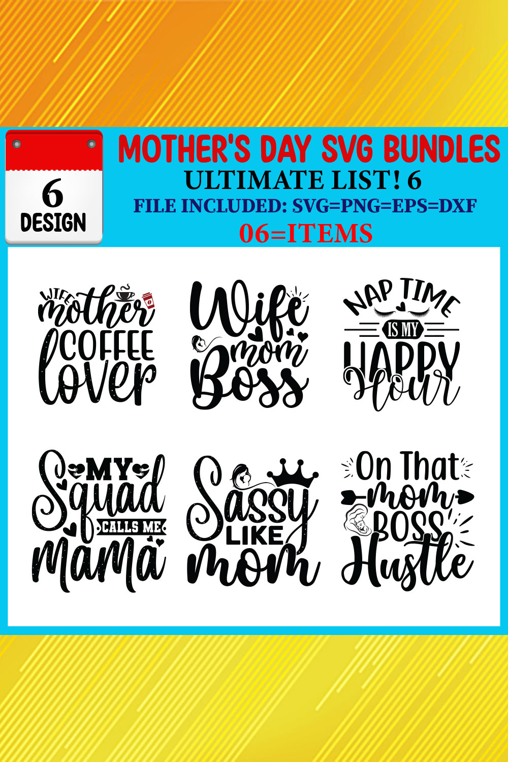 Mother's Day T-shirt Design Bundle Vol-19 pinterest preview image.