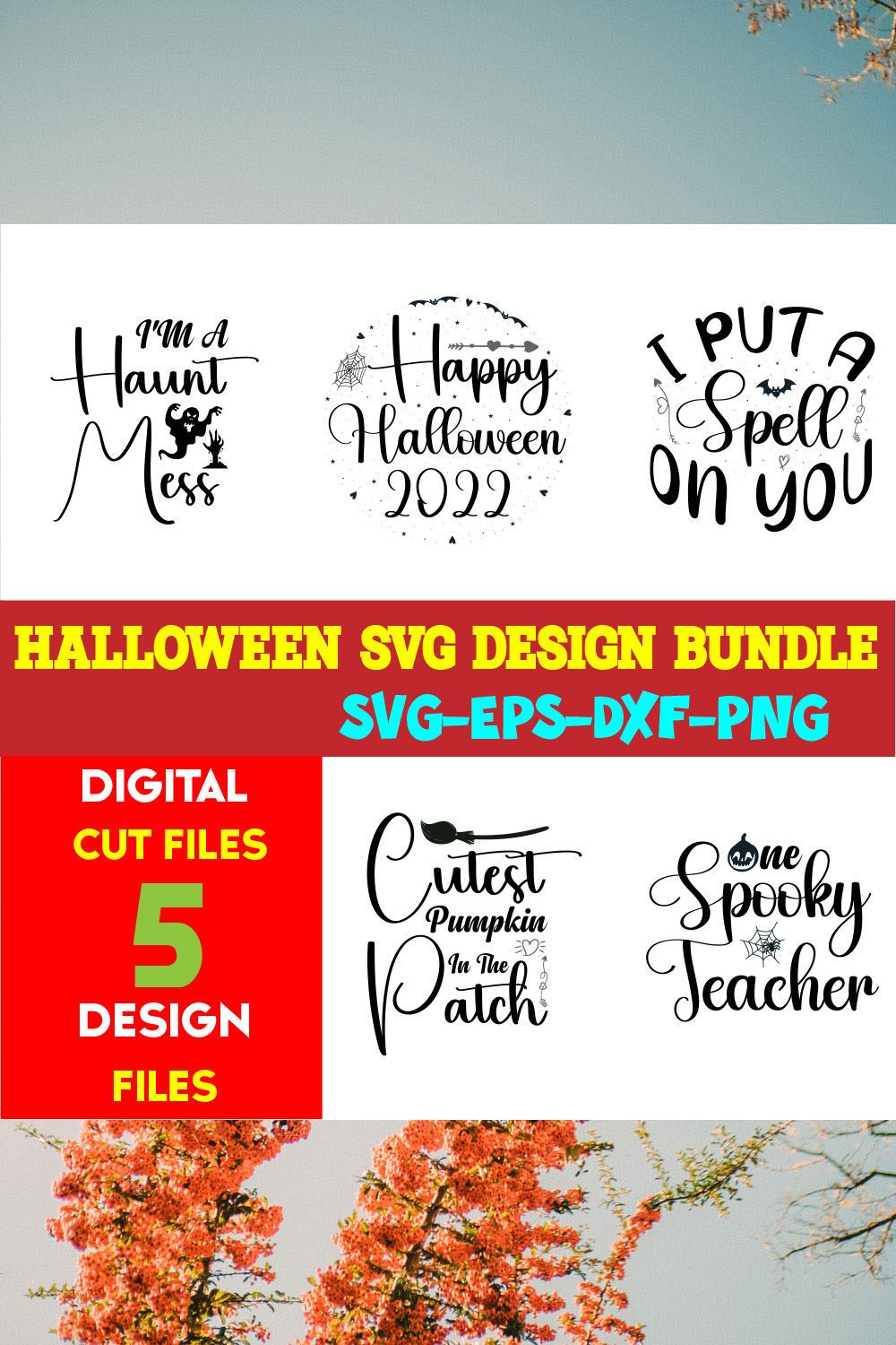 Halloween T-shirt Design Bundle Vol-40 pinterest preview image.