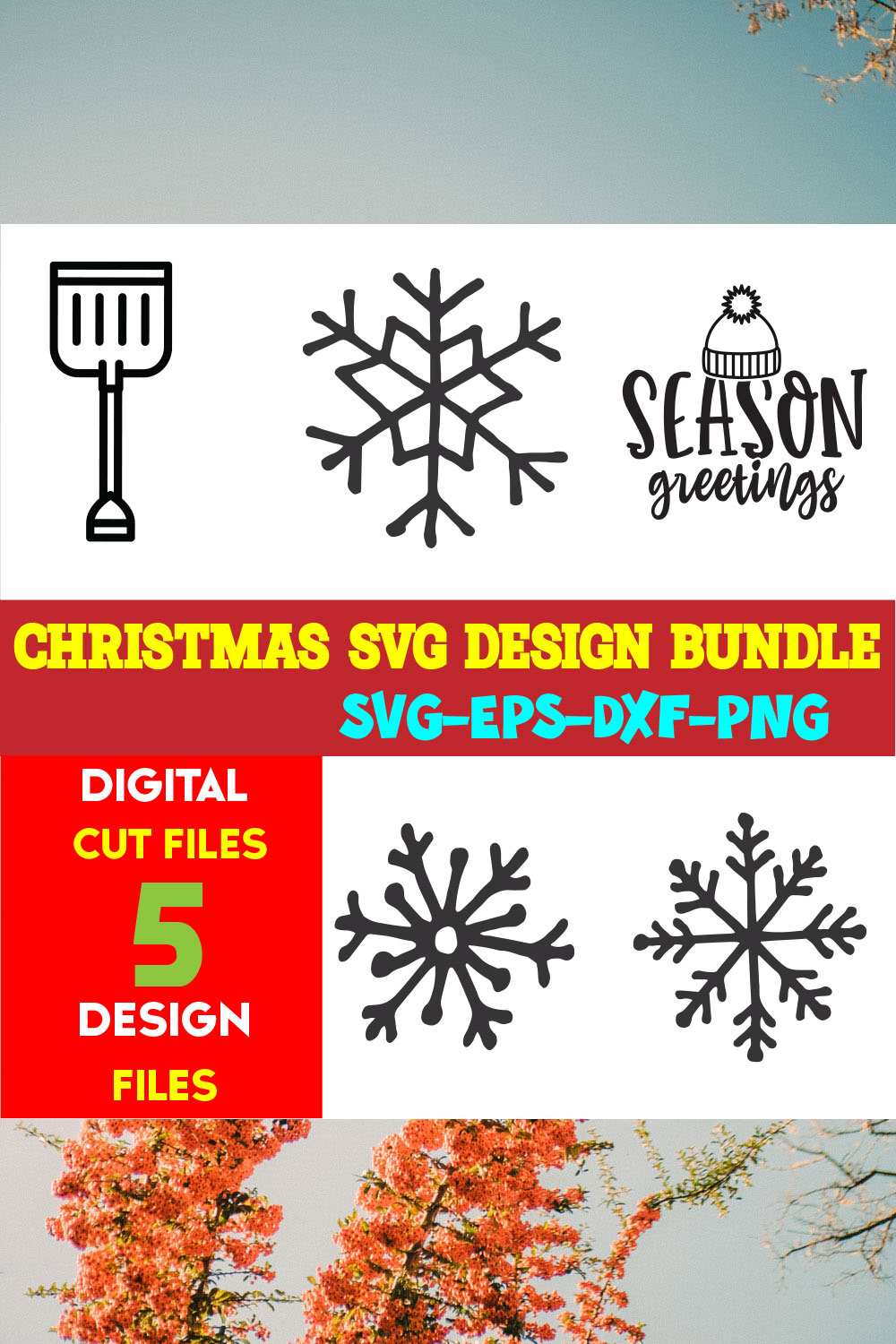 Christmas SVG T-shirt Design Bundle Volume-76 pinterest preview image.