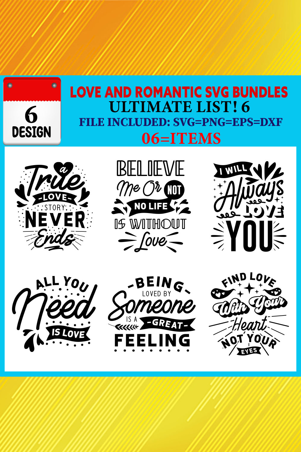 Love And Romantic T-shirt Design Bundle Vol-01 pinterest preview image.