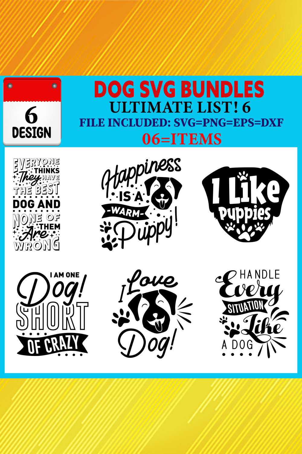 Dog T-shirt Design Bundle Vol-04 pinterest preview image.