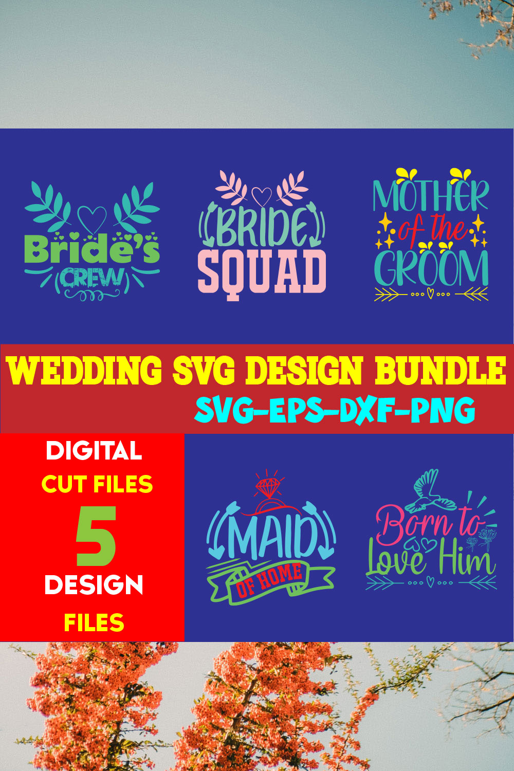 Wedding T-shirt Design Bundle volume -13 pinterest preview image.