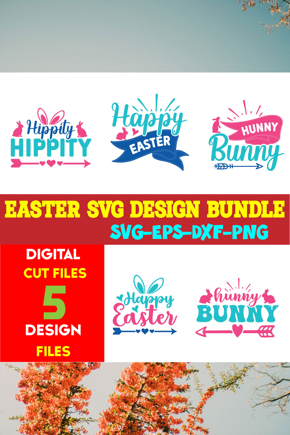 Easter T-shirt Design Bundle Vol- 24 pinterest preview image.