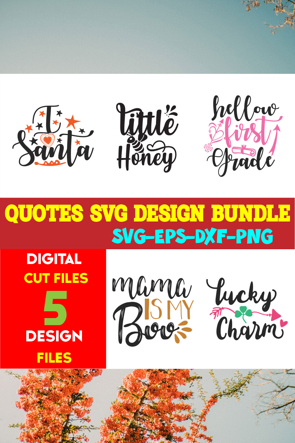 Quotes T-shirt Design Bundle Vol-09 pinterest preview image.