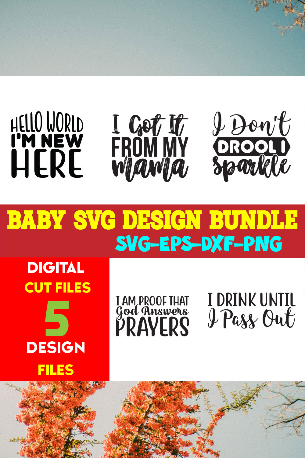 Baby T-shirt Design Bundle Volume-17 pinterest preview image.