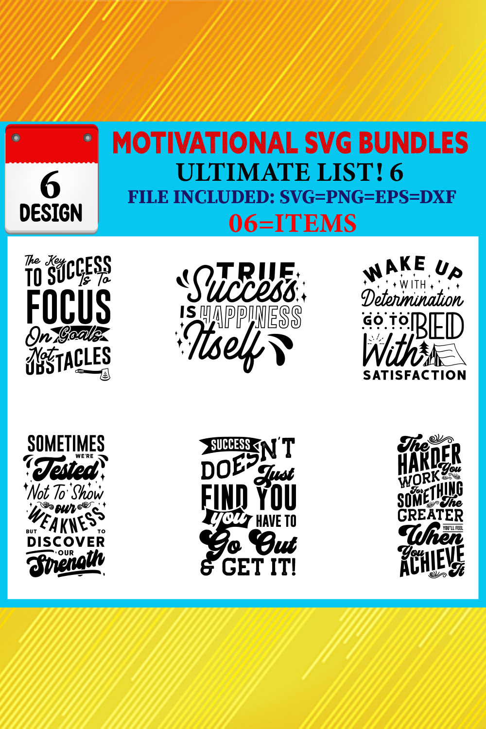 Motivational T-shirt Design Bundle Vol-04 pinterest preview image.