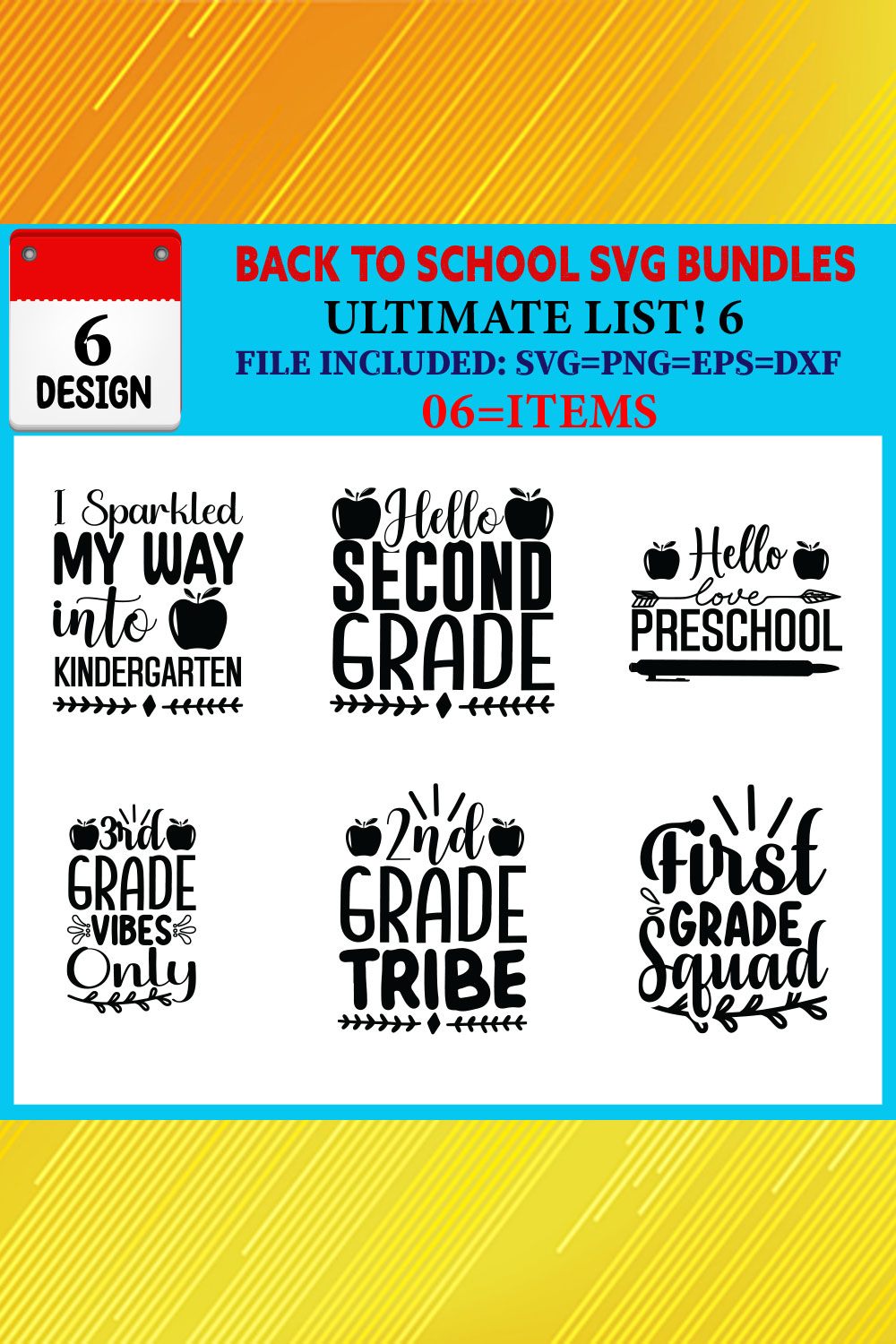 Back To School T-shirt Design Bundle Vol-09 pinterest preview image.