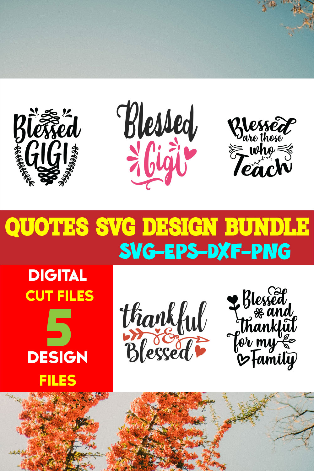 Quotes T-shirt Design Bundle Vol-04 pinterest preview image.