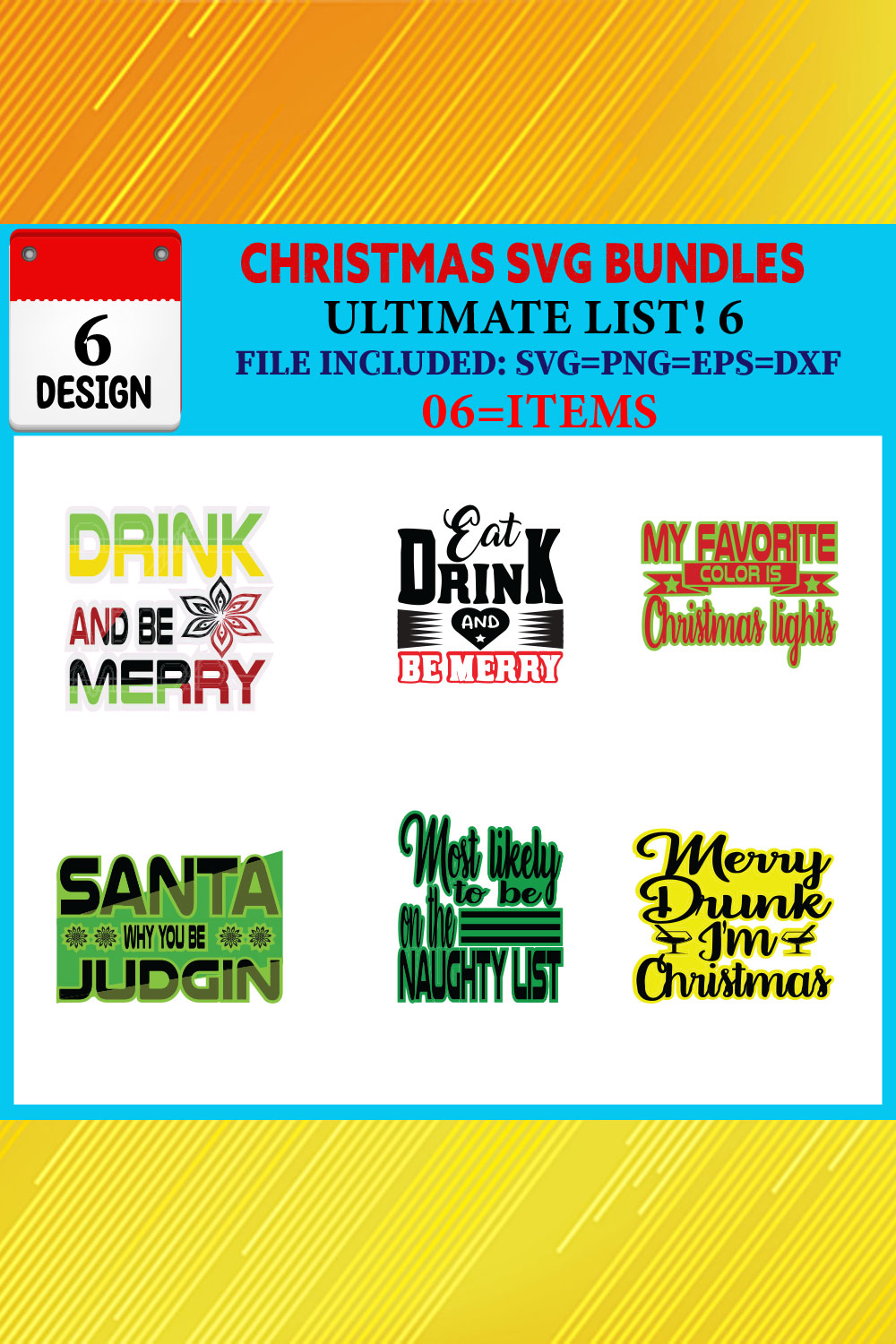 Christmas T-shirt Design Bundle Vol-53 pinterest preview image.
