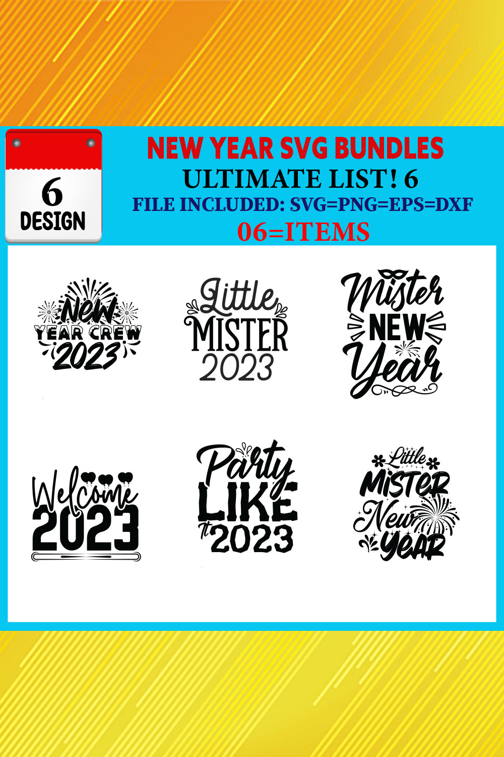 New Year T-shirt Design Bundle Vol-09 pinterest preview image.