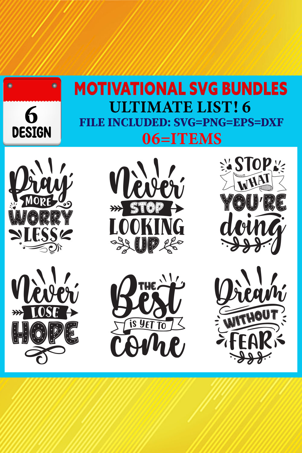 Motivational T-shirt Design Bundle Vol-05 pinterest preview image.