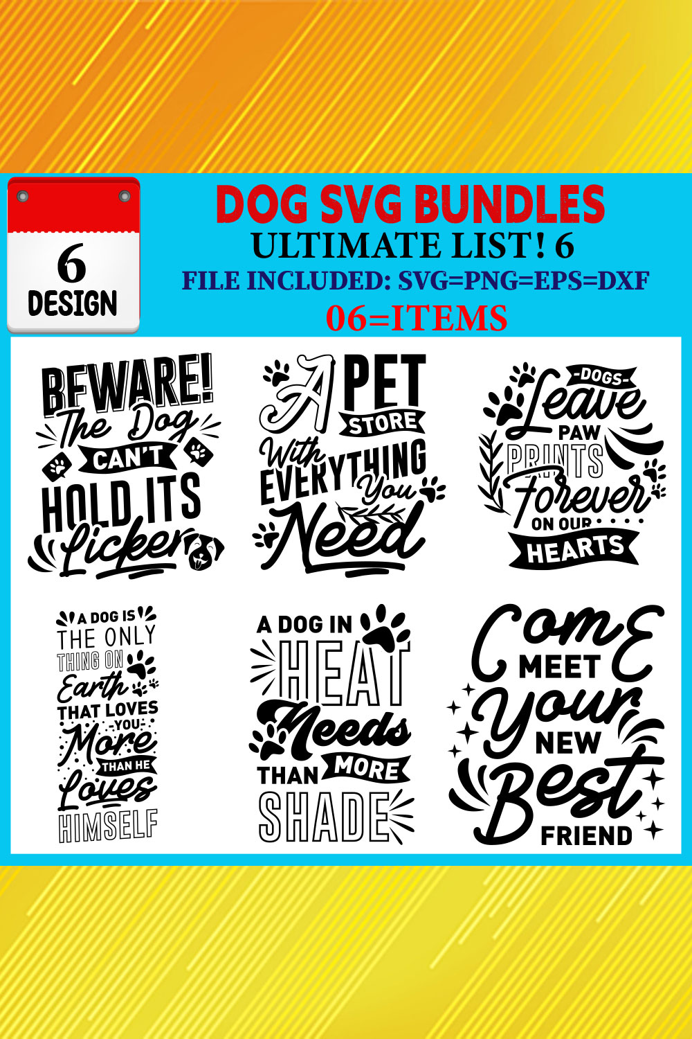 Dog T-shirt Design Bundle Vol-03 pinterest preview image.