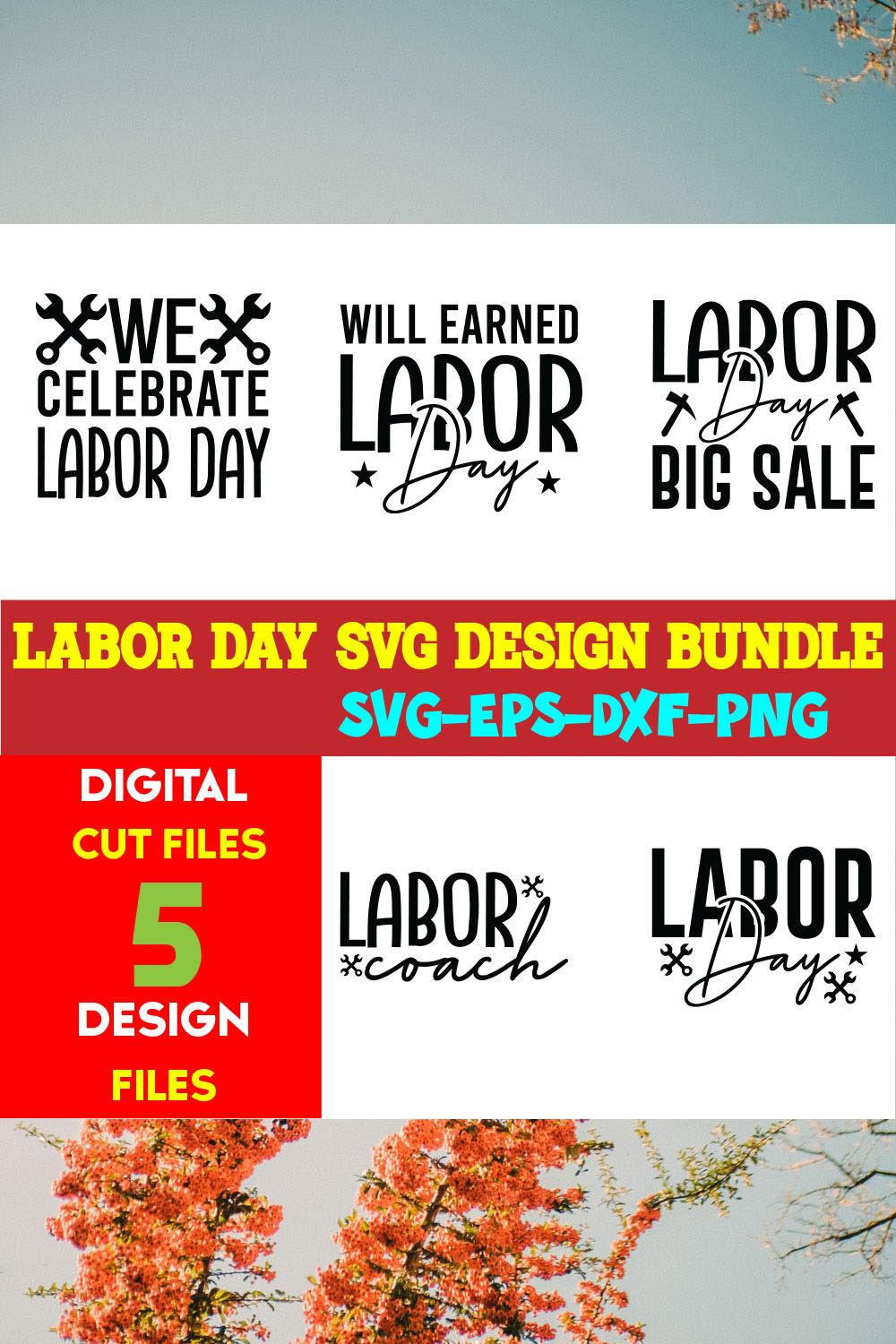 Labor Day T-shirt Design Bundle Volume-01 pinterest preview image.