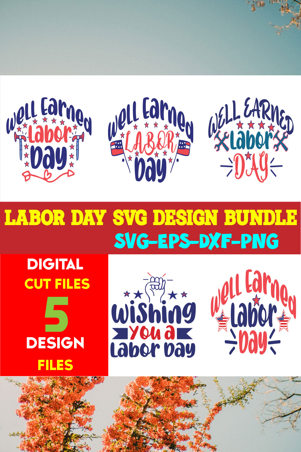 Labor Day T-shirt Design Bundle Volume-06 pinterest preview image.