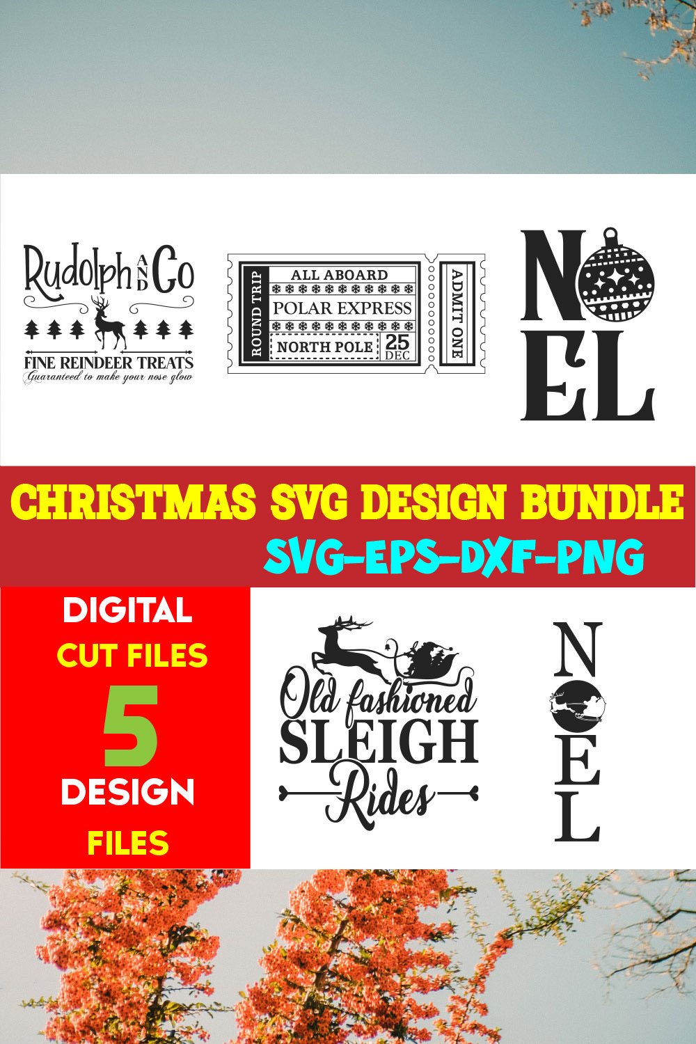 Christmas SVG T-shirt Design Bundle Volume-78 pinterest preview image.