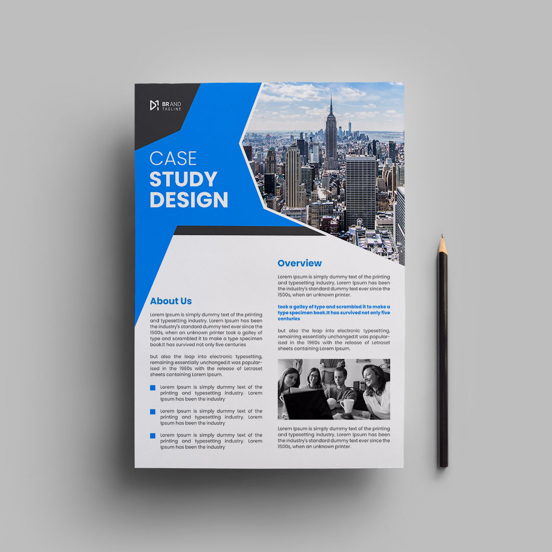 Case study design template preview image.