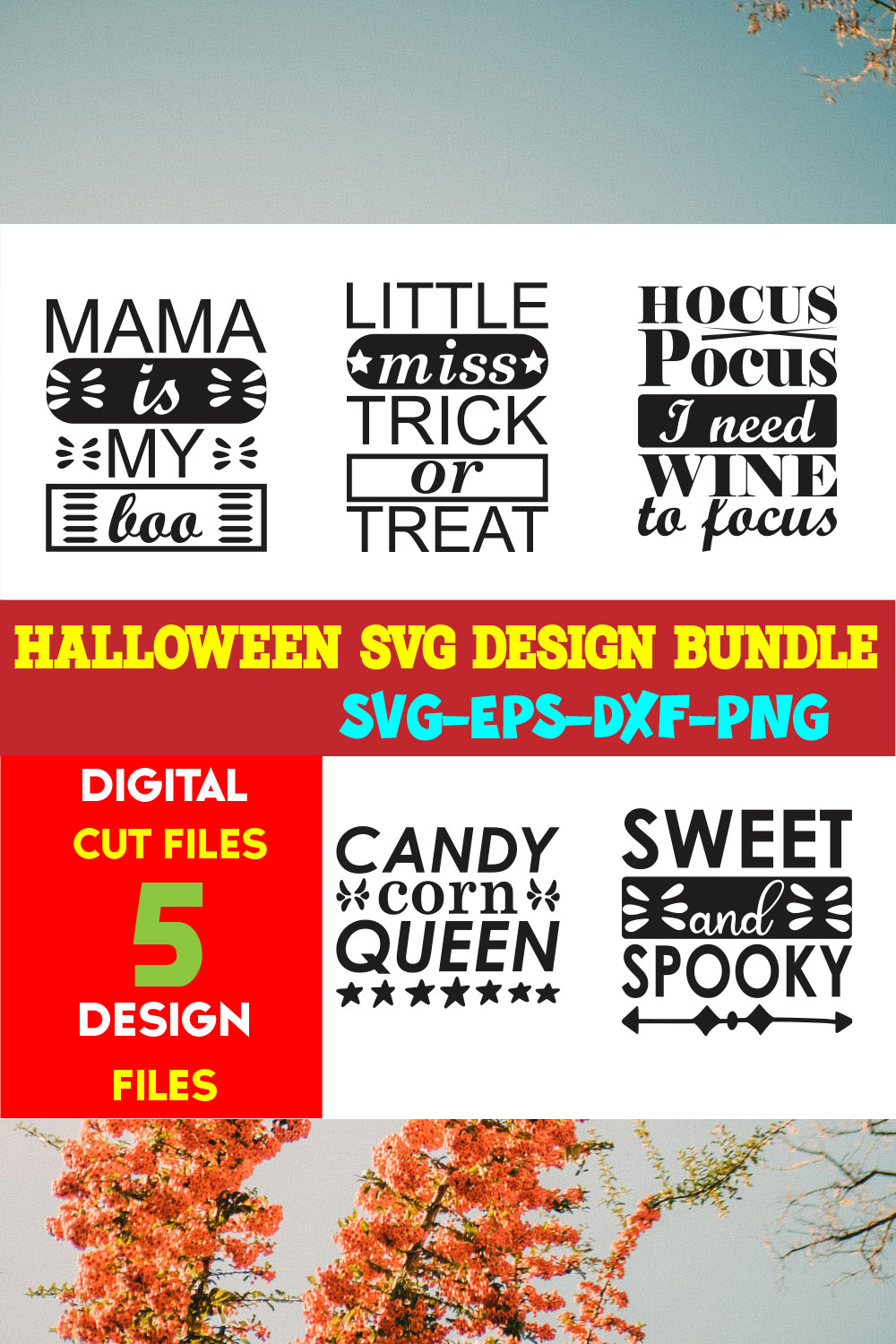Halloween T-shirt Design Bundle Vol-52 pinterest preview image.
