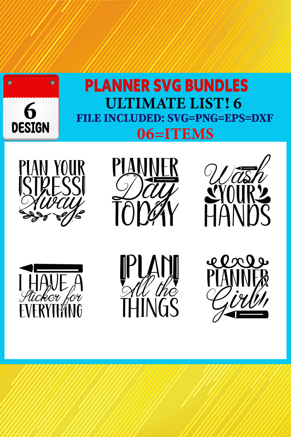 Planner T-shirt Design Bundle Vol-01 pinterest preview image.