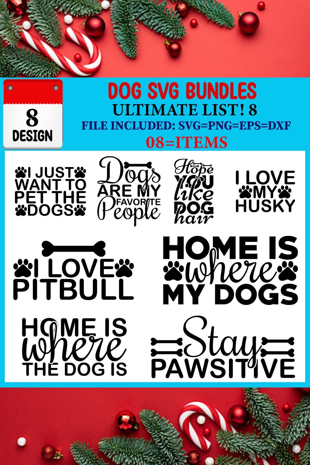 Dog SVG T-shirt Design Bundle pinterest preview image.