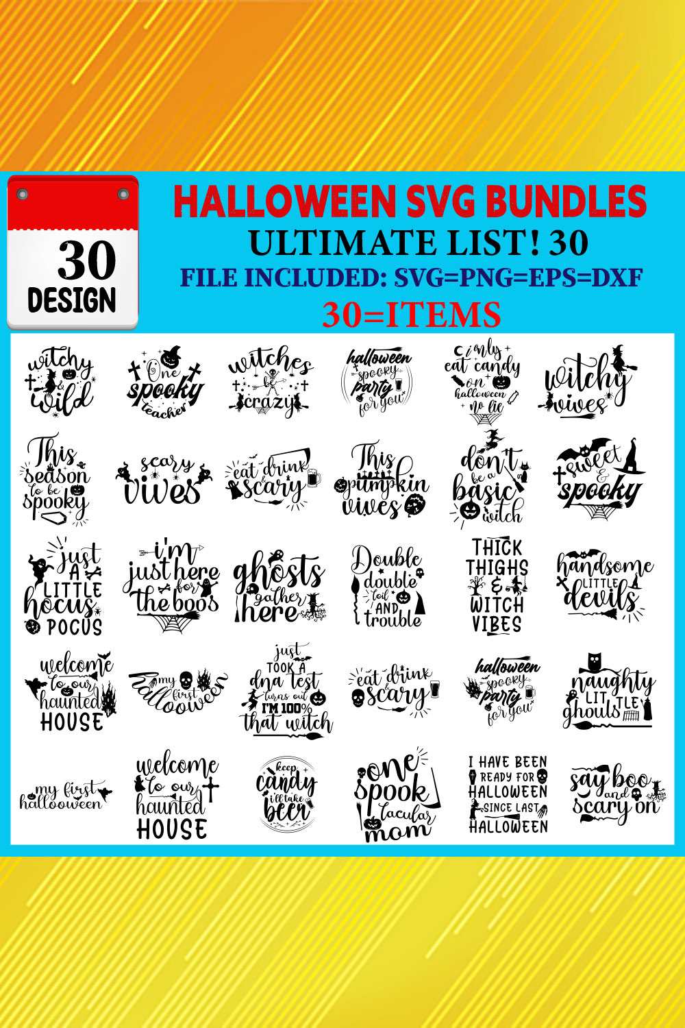 Halloween T-shirt Design Bundle Vol-07 pinterest preview image.