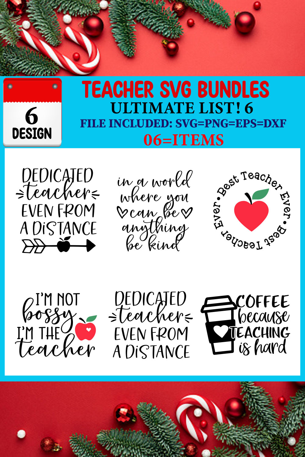 Teacher T-shirt Design Bundle pinterest preview image.