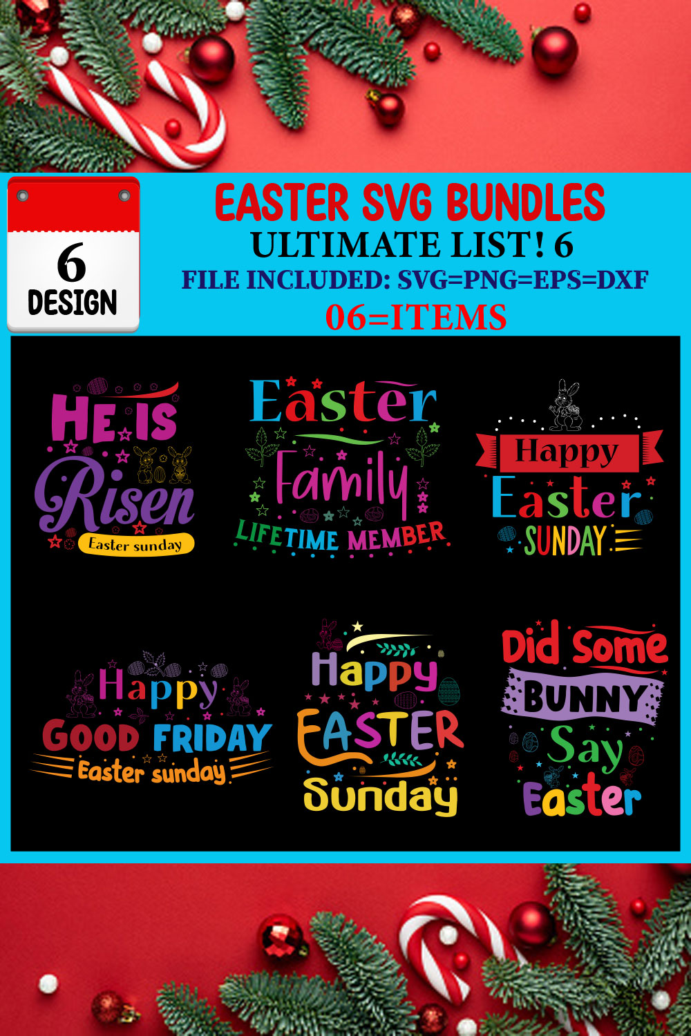 Easter SVG T-shirt Design Bundle pinterest preview image.