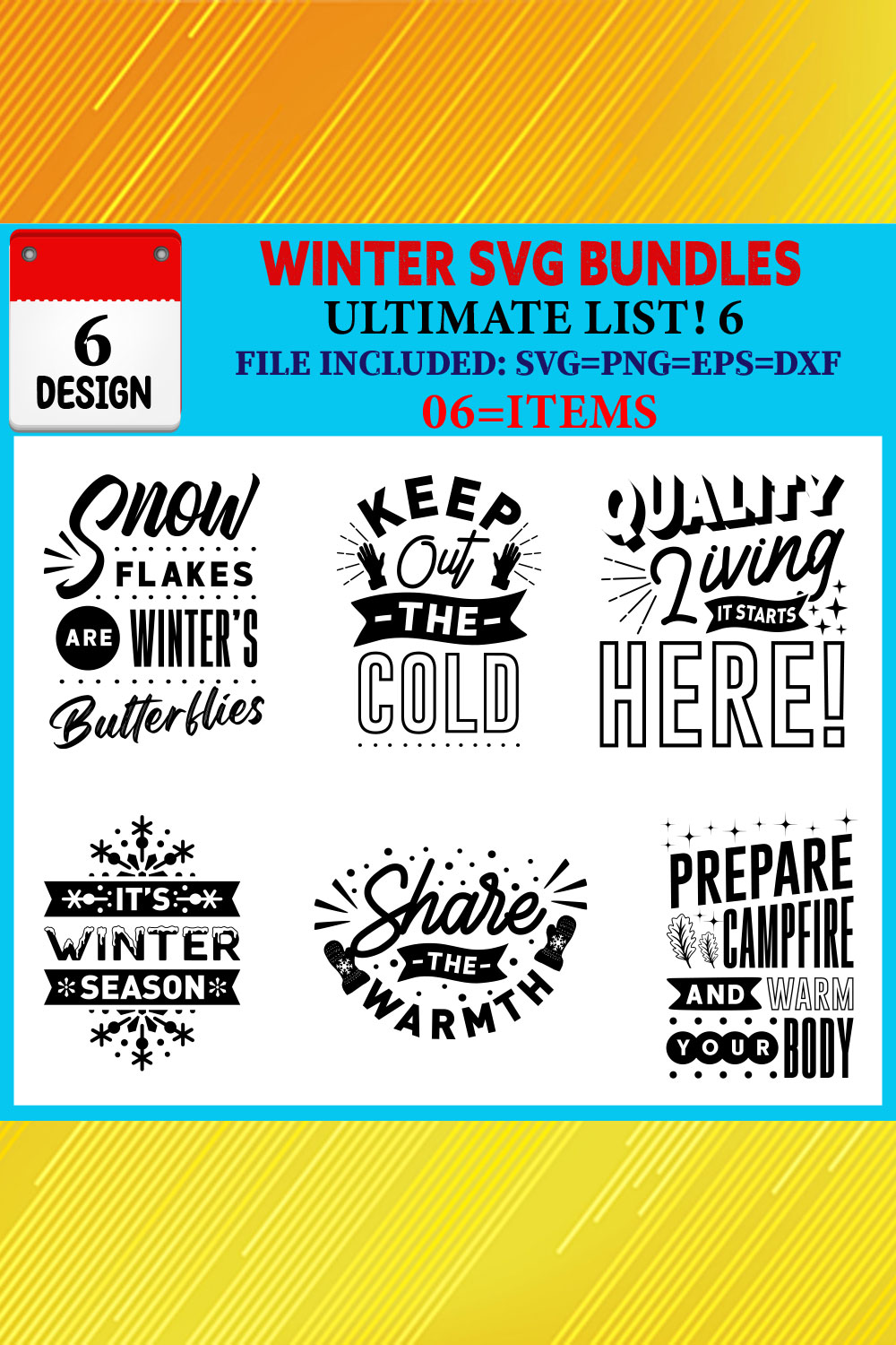 Winter T-shirt Design Bundle Vol-03 pinterest preview image.