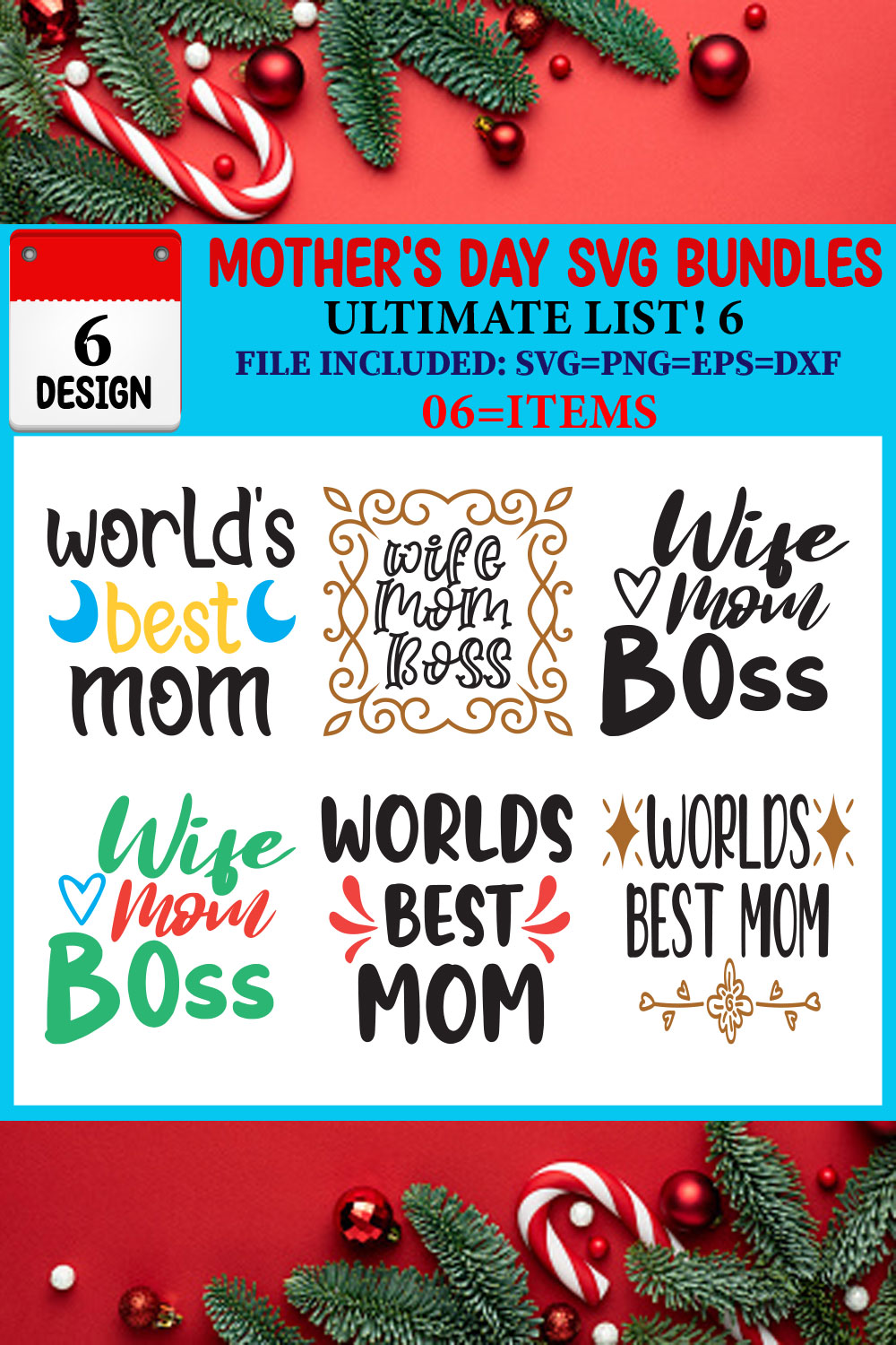 Mother's Day T-shirt Design Bundle pinterest preview image.