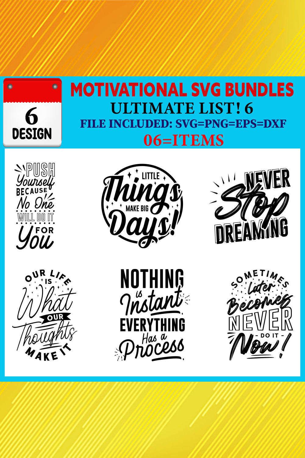 Motivational T-shirt Design Bundle Vol-03 pinterest preview image.