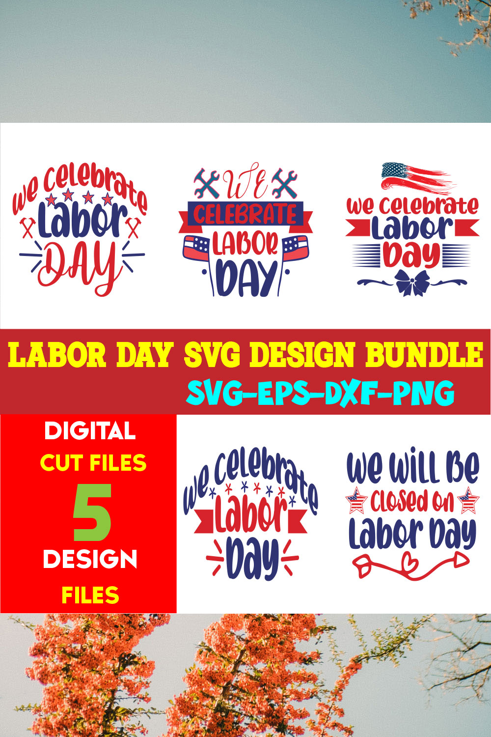 Labor Day T-shirt Design Bundle Volume-07 pinterest preview image.