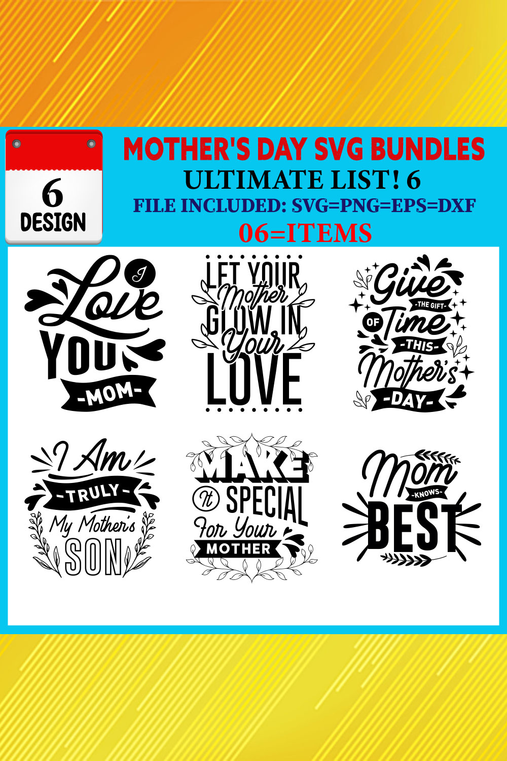 Mother's Day T-shirt Design Bundle Vol-21 pinterest preview image.