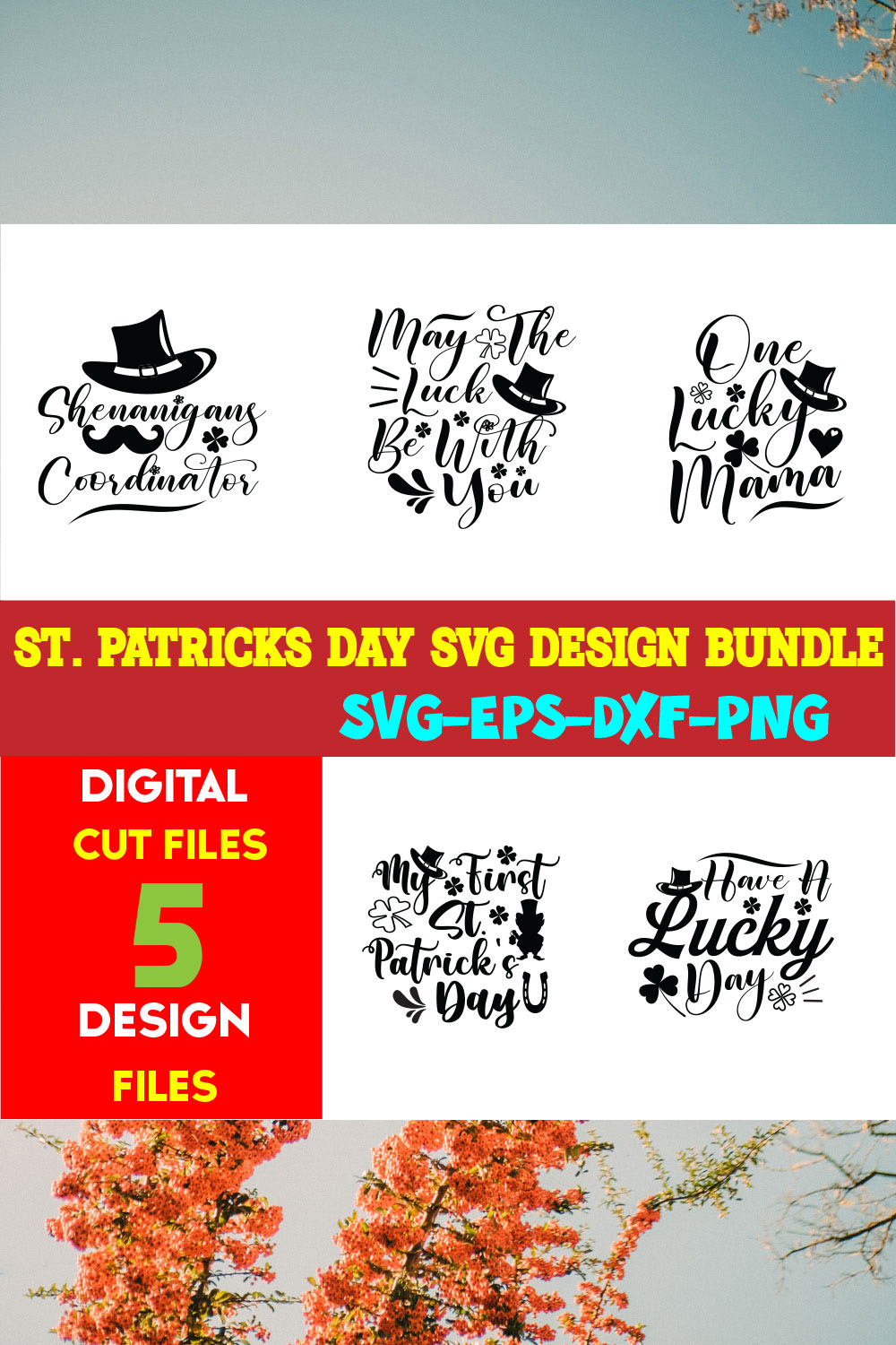 St Patricks Day T-shirt Design Bundle Vol-13 pinterest preview image.