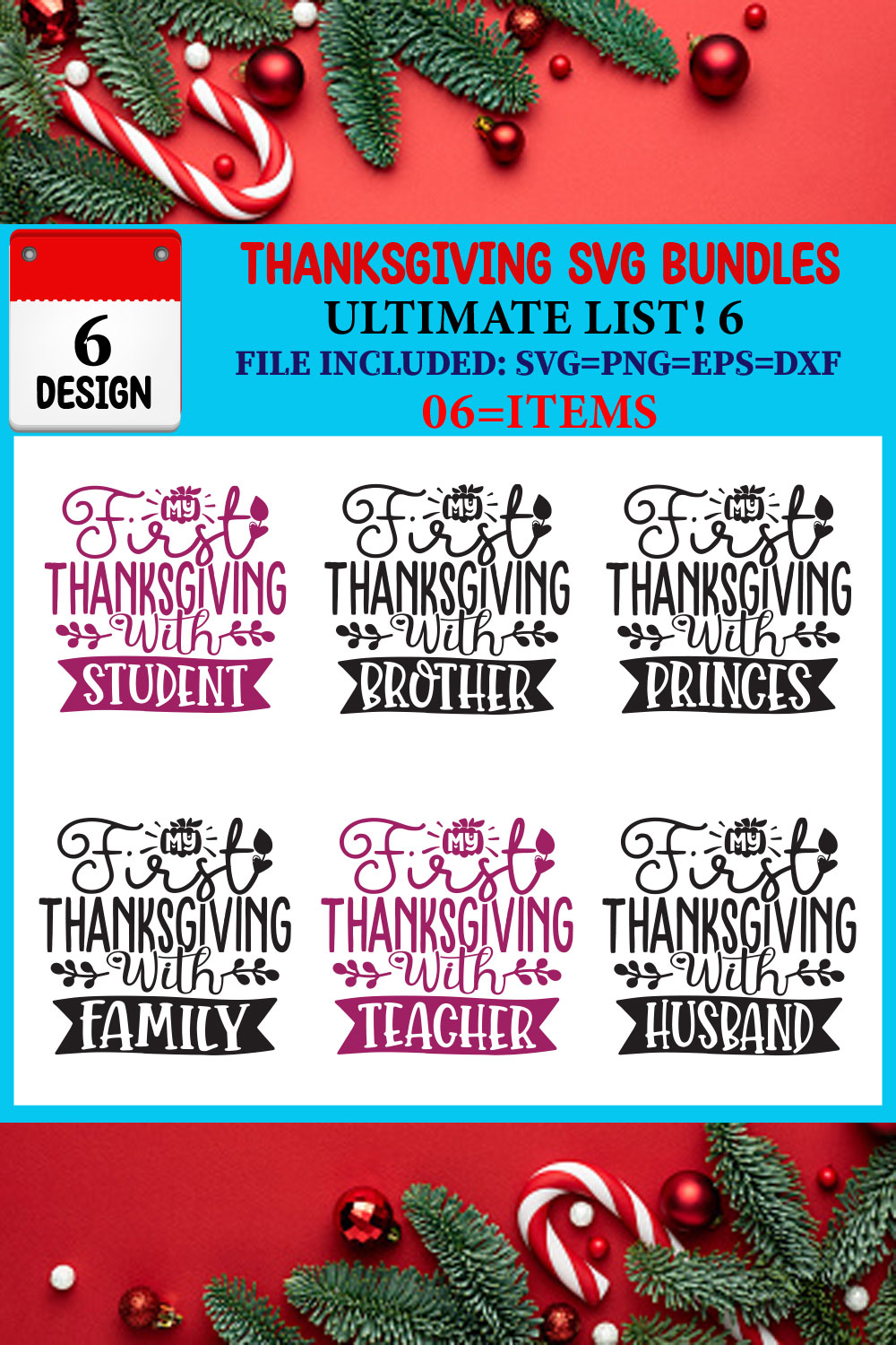 Thanksgiving T-shirt Design Bundle pinterest preview image.