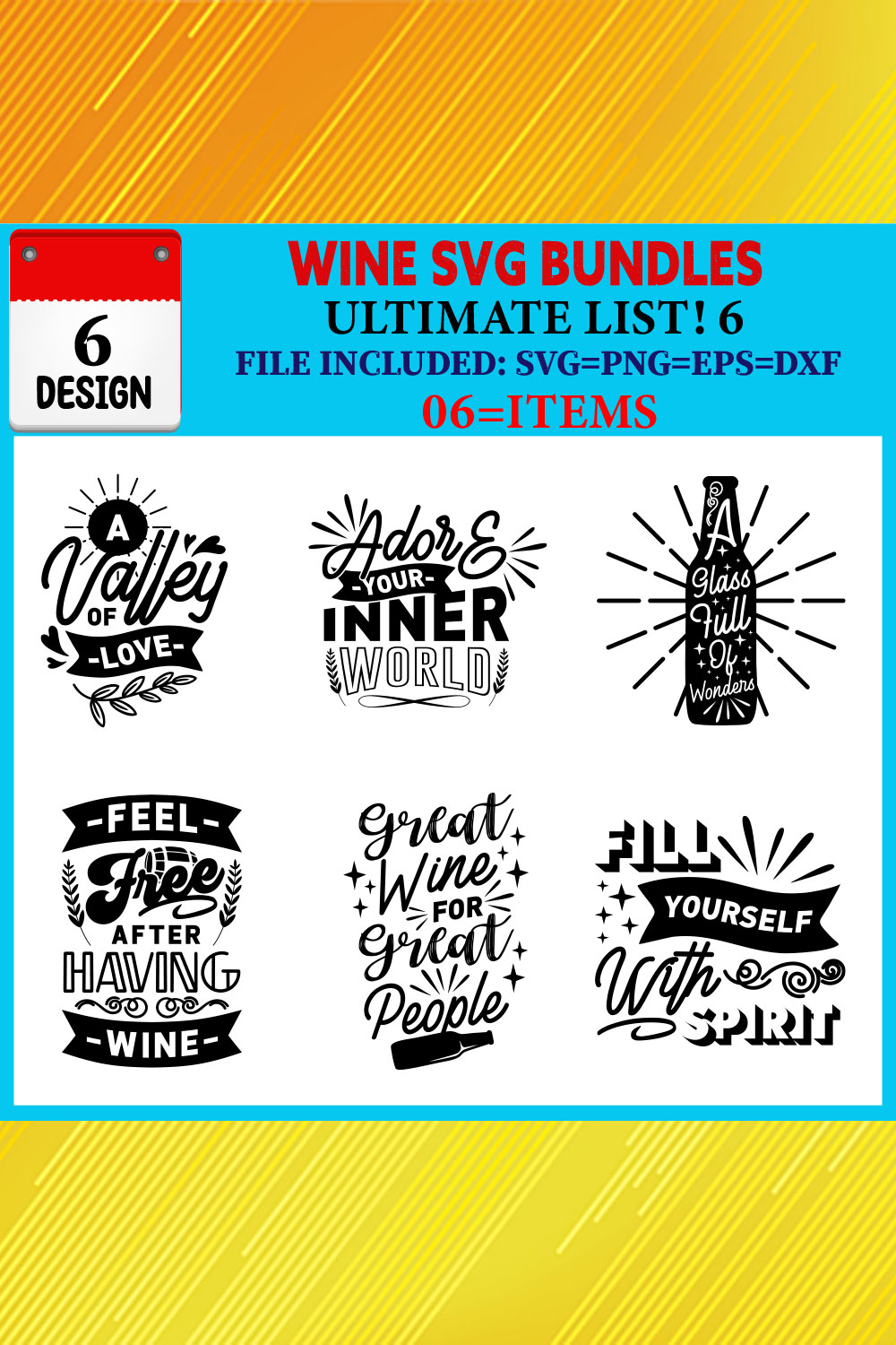 Wine T-shirt Design Bundle Vol-03 pinterest preview image.